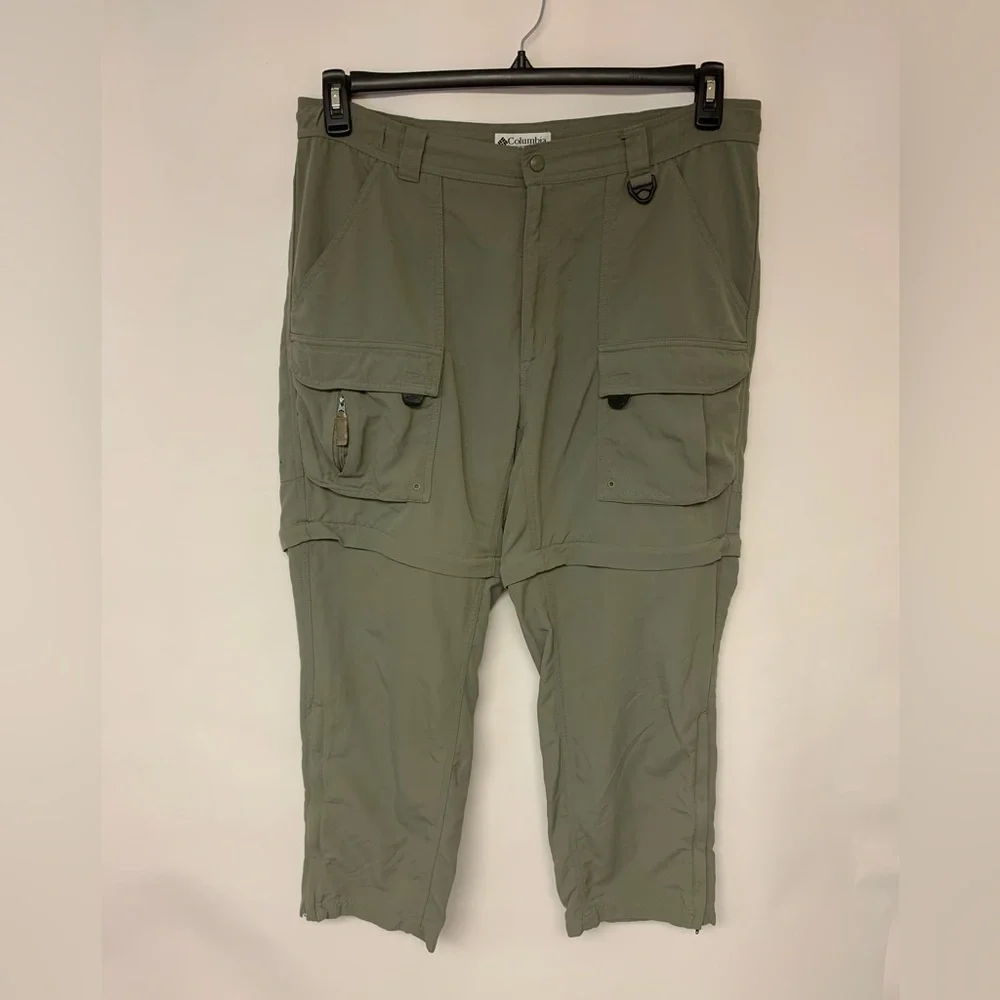 Columbia Mens Pants Size 38W Green Zip Off Legs Gorpcore Rugged Utility Hiking